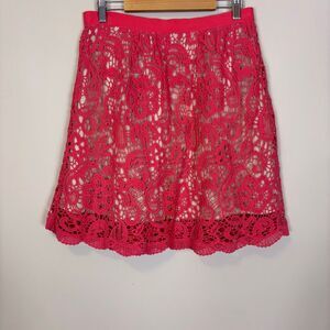 New Rhyme Pink Lace Cutout Detail Skirt Medium